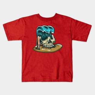 Skull Waves Surf Kids T-Shirt